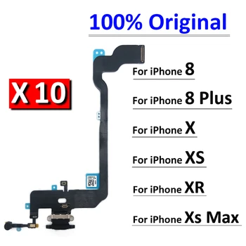 10Pcs/Veľa, Pôvodný Pre iPhone 7 7G 8 8G Plus X XR XS Max Nabíjačku USB Nabíjanie Rada Port Dock Konektor Mikrofónu Flex Kábel