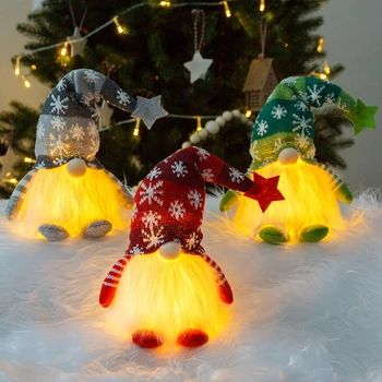 1PC Vianočné Gnome Bábika S LED Svetlo, Ručné Plyšové Anonymný Bábika Elf, Trpaslík Figúrky Gnome Klobúk Vianočné Dekorácie