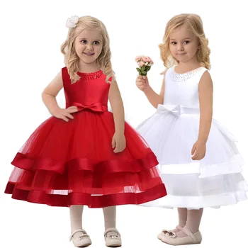 2020 nové módne detské oblečenie detské šaty flower girl princezná červené pončo