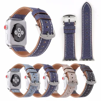 38-42mm Watchband Pre Apple Hodinky Série 1 2 3 Zápästie Jeans Style Kožené Hodinky Pásmo Pre Apple iWatch Correa Rel Watchbands