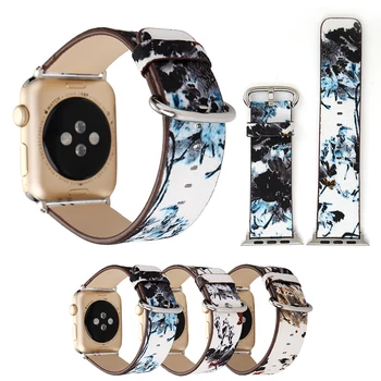 38-42mm Zápästí Náramok na Zápästie Pre Apple Smart Hodinky pravej Kože Maľovanie Sledovať Pásmo Pre Apple Série 1 2 3 iWatch Watchbands