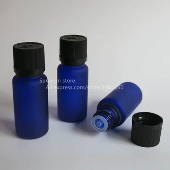 500 x Kobaltová Modrá Matné Sklenené Fľaše 15 ml, Modrá Kozmetická Kontajner, Tamper zrejmé, top modré sklenené Fľaše