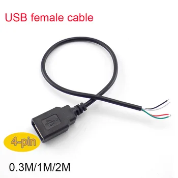 5V Micro USB 2.0 4 Pin Female Jack 4 vodičový predĺžiť Kábel DIY Dopravy Údaje Napájanie Nabíjací Kábel line 0,3 m/1 m/2 m Adaptér