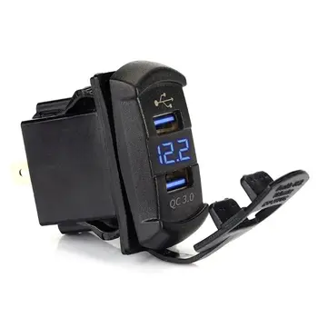 60 cm, QC 3.0 Auto Duálny USB Nabíjačka s LED Voltmeter Fit pre Rýchle Nabitie Auto Adaptér 11/XR/Xs/Max/X/8/7
