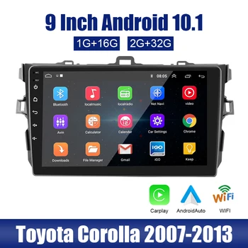 9 Palcový FM Prijímač Hands-free autorádia GPS, Bluetooth, WiFi Multimediálne 2 Din Android 10.1 MP5 Prehrávač Pre Toyota Corolla na roky 2007-2013