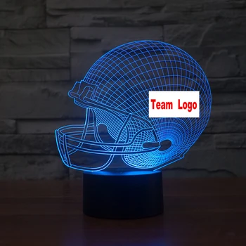 Americký Futbalový tím Prilba 3D LED Lampa multi-farebné s Diaľkovým batérie prevádzkované nočného Americký futbal tímy Dropship