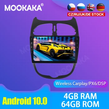 Android 10.0 Auto multimediálne DVD Prehrávač, GPS Rádia Pre Peugeot 206 2000-2016 GPS Navigácie Stereo DSP Audio PX6
