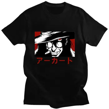 Anime Hellsing Alucard Unikátny Japonský Manga Tlač Leto-Krátke rukávy Bavlna Voľné Bežné Muž Trend T-shirt Nadrozmerné Hip Hop