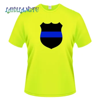 Bežné Krátky Rukáv Tenká Modrá Čiara Odznak Tlačené T-Shirt Mužov Bavlna Top Tees Letné Módne Oblečenie
