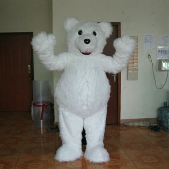 Biely Plyšový medvedík Maskot Fursuit Cosplay Halloween Kostým Party Dress-up Karneval Fáze Show pre Dospelých Veľkosť Kostým Maskota