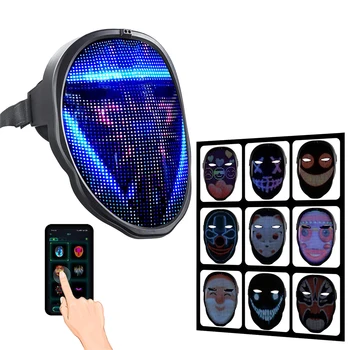 Bluetooth LED Maska Plná Farba Tváre Zmena Žiariace Maska S App DIY Obrázok Halloween Maškaráda Strany Cosplay Maska Dekor Darček