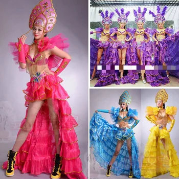 Brazília ženy Otvorenie zobraziť Kostým sexy výkon nosenie národnej tanečné oblečenie nastaviť Pierko headdress nočný klub spevák, tanečník
