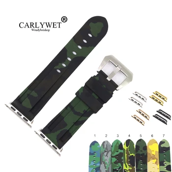 CARLYWET 38 40 42 44 mm Camo Čierna Tmavo Zelená Čistý Silikónové Gumy Nahradenie Zápästie Watchband Popruh Pre Iwatch Série 4/3/2/1