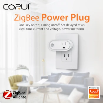 CORUI Tuya ZigBee Smart Wifi Plug 15A S Power Monitor Funkcie Bezdrôtové Diaľkové Ovládanie Zásuvky Zásuvky NÁS Smart Zástrčky