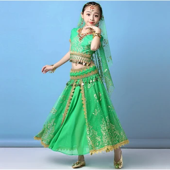 Deti Brušného Tanca Kostým Nastaviť Fáze Výkonu Brušného Tanca Oblečenie pre dievčatá India tanec, Bollywood Oblečenie, Deti 3/8pcs