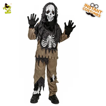 Deti Zombie Kostým Kostra Kosti Halloween Chlapčenské Odevy Fancy Dress Up Party Šedé Oblečenie pre Deti