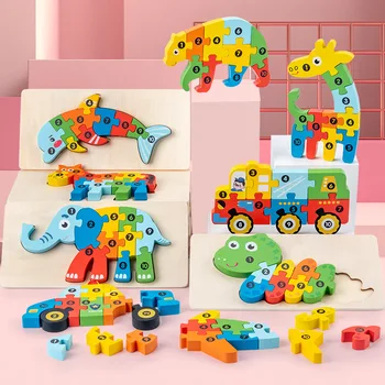 Deti hračky brinquedos drevené skladačky puzzle dieťaťa skoro vzdelávacie hračky montessori roztomilý zvieratá tvar puzzle pre deti
