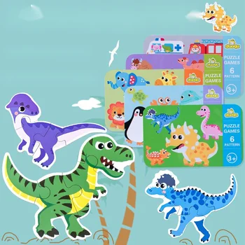Detské Tvorivé Drevené Puzzle Vzdelávacie Hračky Vzdelávania, Šesť V Jednom Puzzle Živočíšneho Dopravy Údaje Blok Dary Nové