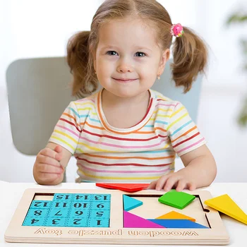 Drevené Puzzle Skladačky Tangram Hračka Myslenie Školenia Hra Baby Montessori Vzdelávacie Hračky Pre Deti,