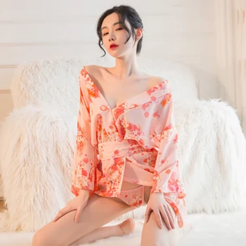 Dámske Sexy Bielizeň LingerieCosplay Jednotné Allure Japonský Hra Dievča Sexy Dlhé Vytlačené Kimono Vášeň Vyhovovali Dospelých Produkty
