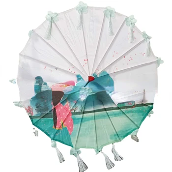 Dáždnik Petal Dáždnik Dospelých Čínsky Vintage Štýl Petal Vytlačené Hodváb Strapec Parasol Čína Dáždnik Dlhá Rukoväť Ručného Dáždnik