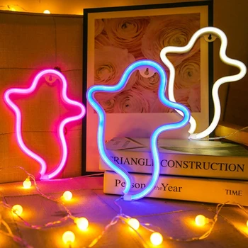 Halloween Roztomilý Ghost Neónový nápis, Strašidelné Dekor Neon Nočné Svetlo pre Spálne, Halloween Party, Party, Spálňa, detská Izba