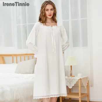 Irene Tinnie Nightgown Sleepwear Pani Jar, Jeseň Dlhý Rukáv Nightdress Voľné Ženy Princezná Nightgowns Pohodlné