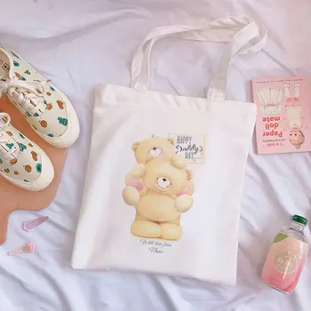 Kawaii Medveď Tlač Y2K Plátené tašky Harajuku List Roztomilý Iny Veľkú Kapacitu Shopper Taška Nové Príležitostné Kpop Ulzzang Ženy Tašky cez Rameno