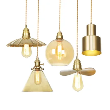 Kreatívne Sklenené Tienidlo Medi E27 Prívesok Svetlá Vintage Hanglamp Retro Lampa Priemyselný Loft Štýl Nordic Edison Droplight