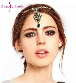 Krásy-Emily Blízkom Východe Moslimských Nevesta Vlasy Headdress Diamond India Rodiny Svadbu, Jewerly Svadobné Doplnky