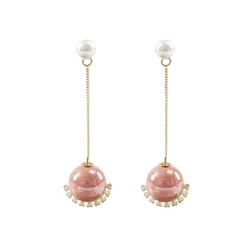 LANFLORA módne farebné Roztomilý pearl ženy Trendy dlhé náušnice zliatin medi náušnice Klasické väčšinu veľkoobchod náušnice