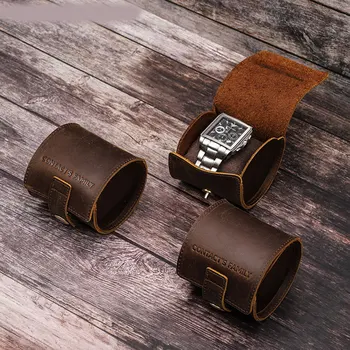 Luxusné Hodinky Značky Úložný Box Pravej Kože 1 Grid 2 Mriežky Okrúhle Tvorivé Spony, Magnetické Cestovné Kolekciu Šperkov Watch Box