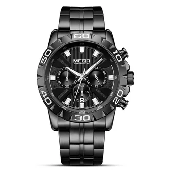 Luxusné Náramkové hodinky Relogio Masculino MEGIR Módne Pánske Hodinky Značky Quartz Hodiny Svetelný Nepremokavé Chronograf Hodinky pre Mužov