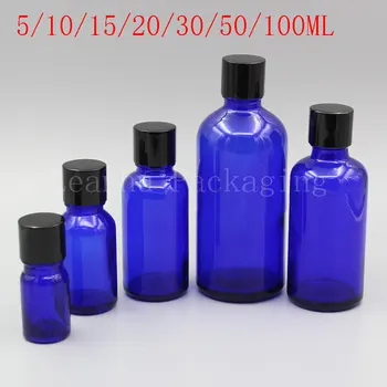 Modré Sklenené Fľaše S Black Skrutkovací uzáver, Prázdne Kozmetické Kontajner, Esenciálny Olej/Parfémy Obal Fľaša, make-up Sub-do fliaš