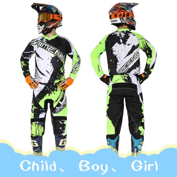 Motocross Dres a Nohavice dieťa, detské oblečenie veľký chlapec dievča chlapec študent racing suit výstroj nastaviť Moto Nastaviť Jazdecká Výstroj nové