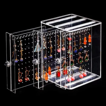 Multifunkčné Transparentné Prachotesný Akryl Šperky Okno Displeja, Stojan Drží Na Náušnice Držiteľ Náhrdelník Šperky Úložný Box
