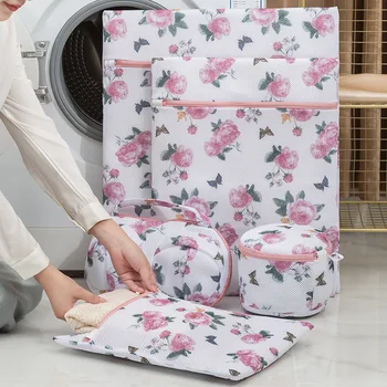 Na umývanie podprsenka ponožky oblečenie Zahŕňa skladacia práčovňa taška nastaviť rose tlač práčovňa taška baby umývanie kôš organizátor skladovanie taška