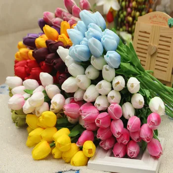 Nové 10pcs Tulipán Umelý Kvet Celkom PU plastové kytice Skutočný dotyk kvety Pre Domáce Svadobné ozdobné falošné kvety, vence