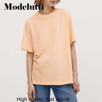 Nové Letné 2023 Módne Ženy Voľné Farbou Okrúhlym Výstrihom, Krátky Rukáv T-shirt Elegantné Bežné Jednoduché, Bežné Ženy