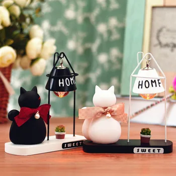 Nové bowtie mačka lampa,zmiešané živice noc bábiky hračky svetla dekorácie,darček k narodeninám,Japonský štýl