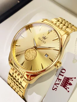 OLEVS Top Značky Originálne pánske Luxusné Hodinky Automatické Mechanické Vodotesné Hodinky Zlaté náramkové hodinky z Nerezovej Ocele Mužov Darček