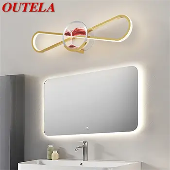 OUTELA Moderné Hodiny Márnosť Lampa Led, 3 Farby Kúpeľňa Zariadenie Jednoduché, Zlaté Zrkadlo make-up Predné Svetlo na Stenu