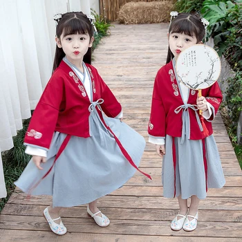 Preppy štýl študent Hanfu retro sladké lolita nastaviť dieťa /deti viktoriánskej tlač kawaii dievča loli cos gothic lolita kimono