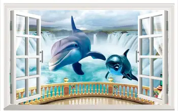 Prispôsobený 3d tapety 3d nástenné maľby, tapety Dolphin padá 3D pozadia na stenu papier obývacia izba tapety