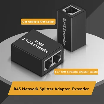 RJ45 Sieťový Konektor Splitter Adaptér Extender Zapojte Sieťový Kábel Žena Distribútor pre Ethernet Kábel CAT5E CAT6 CAT8