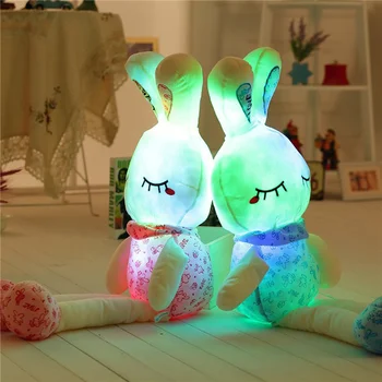 Roztomilý LED Snímanie Králik Bábika plyšáka Indukčné svietidlo Hračky, Farebný Svetelný Plyšové Hračky pre Narodeninám (Bez Batérie)