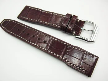 Ručné Krokodílej kože Watchbands 20 mm Čierna Tmavo Hnedá kvalitné Originálne Kožené Hodinky Kapela Popruhu Pásu S Pin Pracka