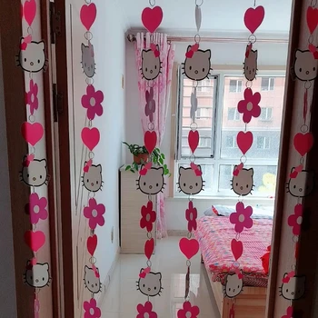 Sanrio Hello Kitty Dvere Záves Kawaii Dievčatá Spálňa, Obývacia Izba, Plastové Dekoratívne Oblasť Opony Pozadí Na Stenu Ornament