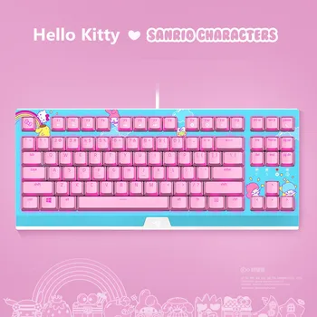 Sanrio Skutočné Limitovaná Edícia Klávesnice Hello Kitty 87 Kľúč Hra Svetla Mechanické Klávesnice Univerzálny Štýl