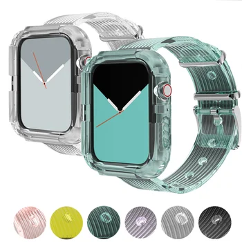 Transparentné silikónové popruh pre apple hodinky Pásmo 5 4 3Strap 44 mm 40 mm 42mm 38mm šport pre iwatch series 5 4 watchband Náhradné